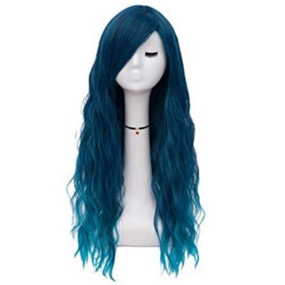 NWT Ocean Ombre Blue Wavy Curly Hair Wig